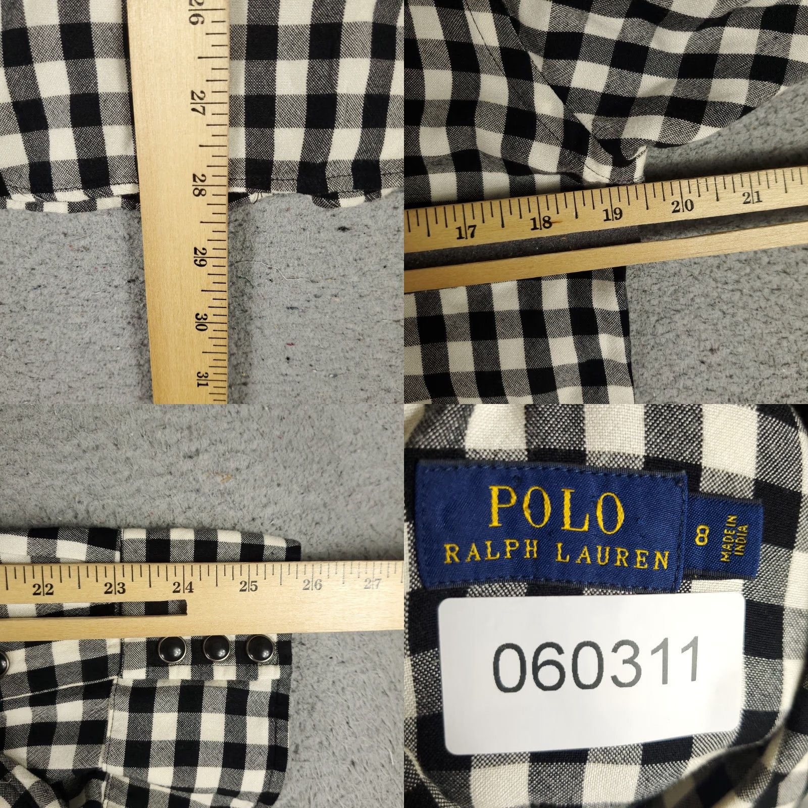 Ralph Lauren Lauren Ralph Lauren Women's Button-Up Shirt Size 8 Black Check Long Sleeve Snap Collared Casual Size M / US 6-8 / IT 42-44 - 8 Thumbnail