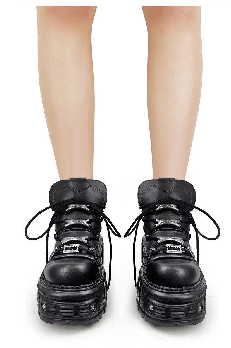 Japanese Brand Punk Style Lace Up Heel Shoes Size US 5 / IT 35 - 6 Thumbnail