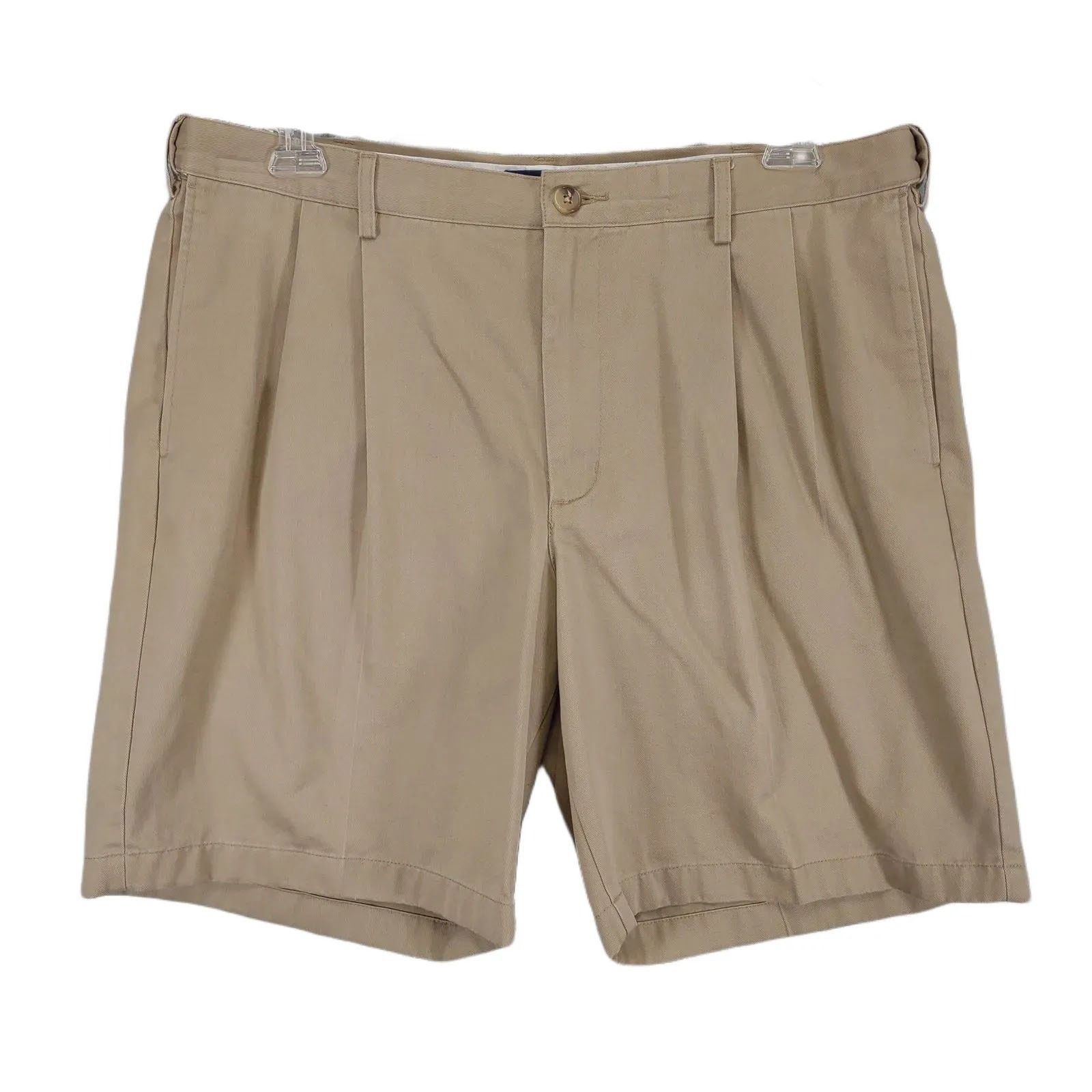 Lands' End Lands' End Traditional Fit Men's Tan Pleated Chino Shorts Size US 36 / EU 52 - 1 Thumbnail