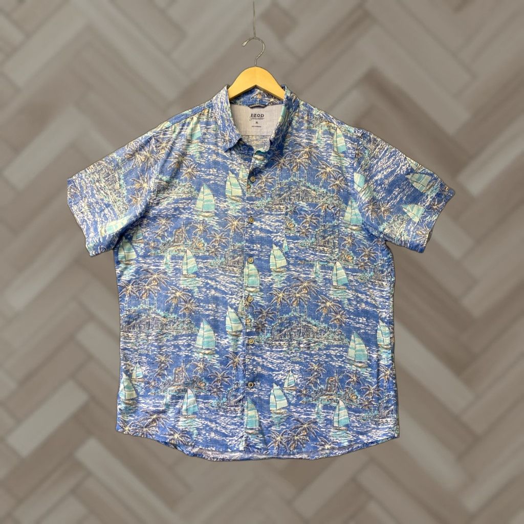 Izod VINTAGE IZOD Saltwater Shirt Men’s XL Blue Casual Short Sleeve Button Down Size US XL / EU 56 / 4 - 1 Thumbnail