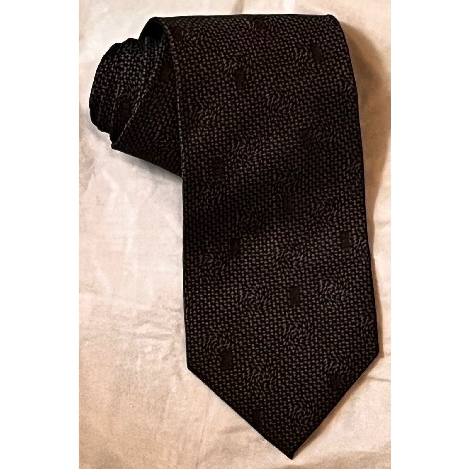 Other Vintage Format silk tie ~ Brown & Black ~ necktie Size ONE SIZE - 7 Thumbnail