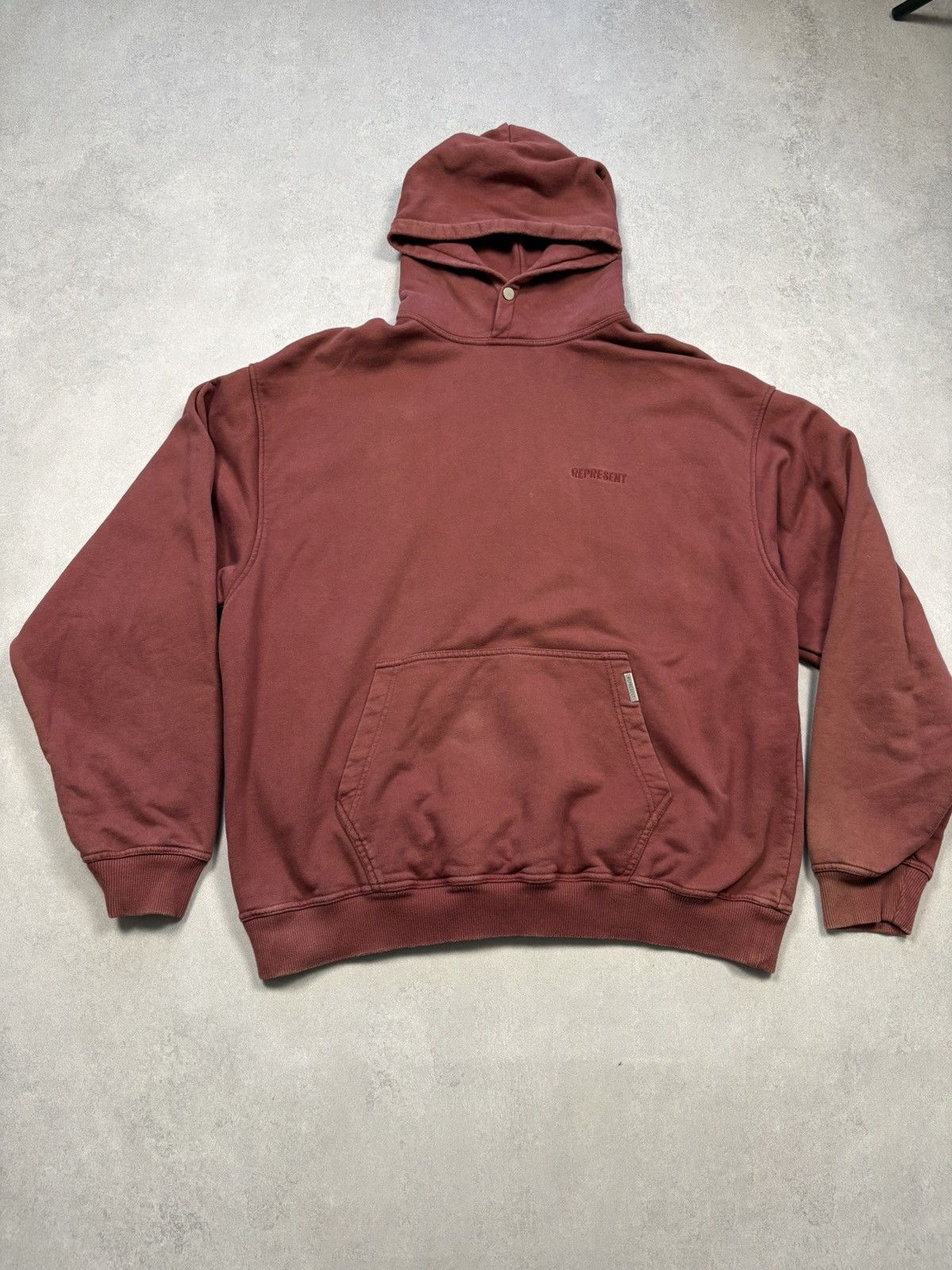 Represent Blanks Sun-Faded Burgundy Hoodie Streetwear Size L