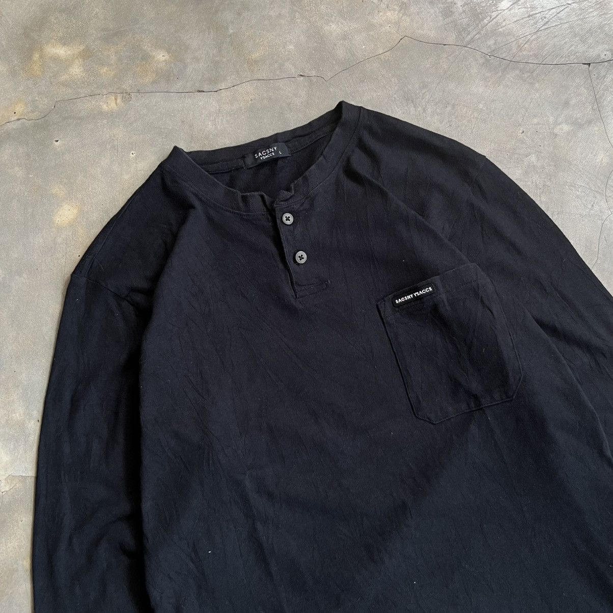 Yohji Yamamoto Sacsny Ysaccs Neckless Half Button Long Sleeve Shirt Size US L / EU 52-54 / 3 - 2 Thumbnail