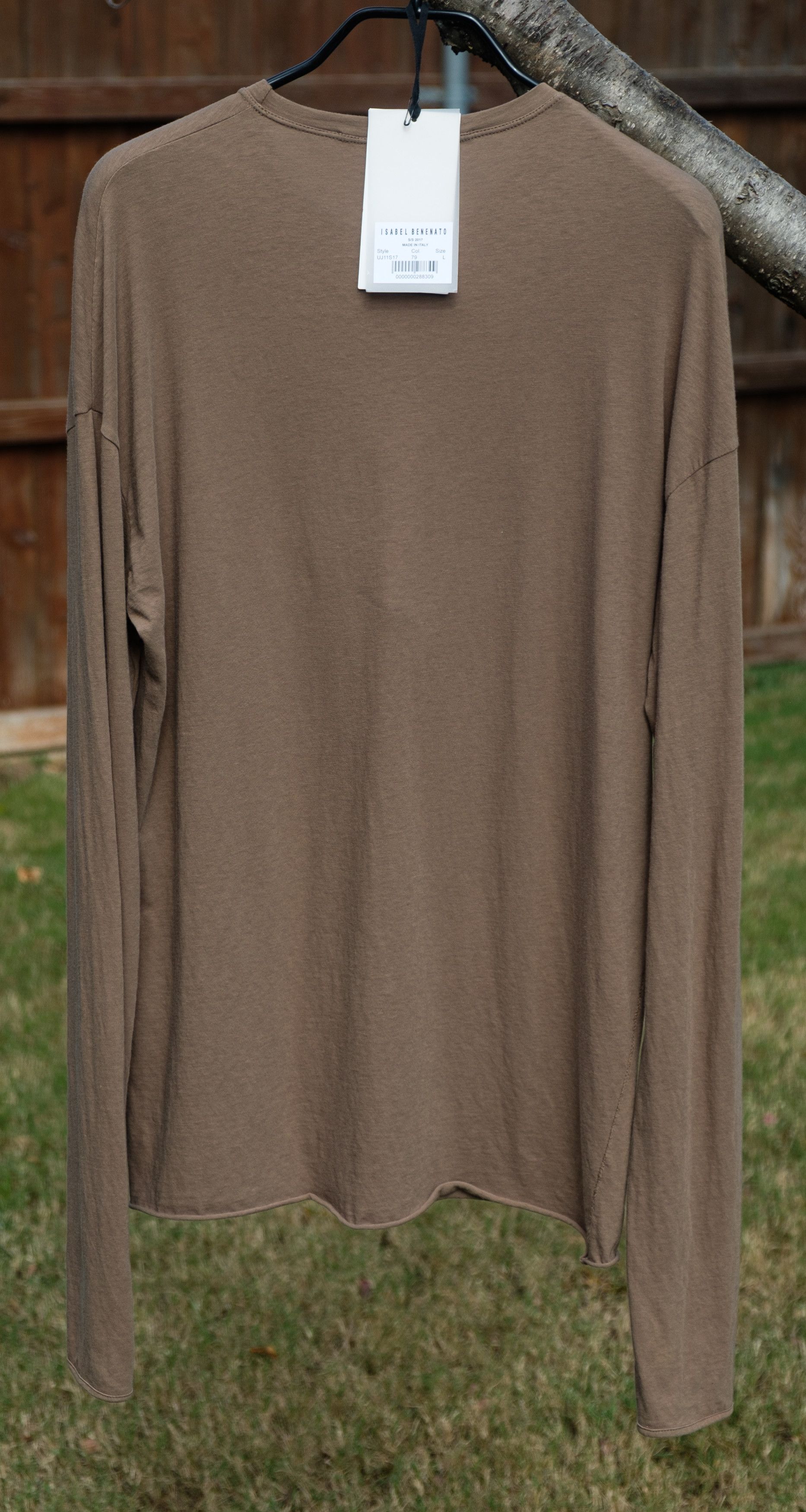 Isabel Benenato SS17 light brown cotton long sleeve shirt with thumbholes, L Size US M / EU 48-50 / 2 - 3 Thumbnail