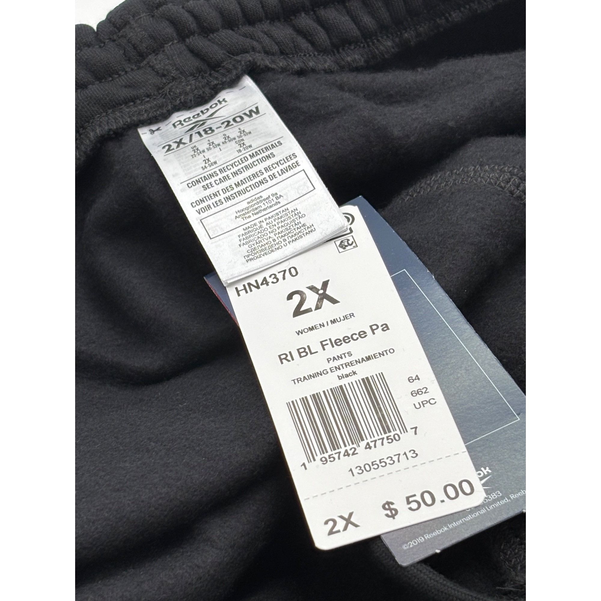 Reebok Reebok Women's Identity Logo Fleece Joggers in Black Size 2X Size 39" - 8 Thumbnail