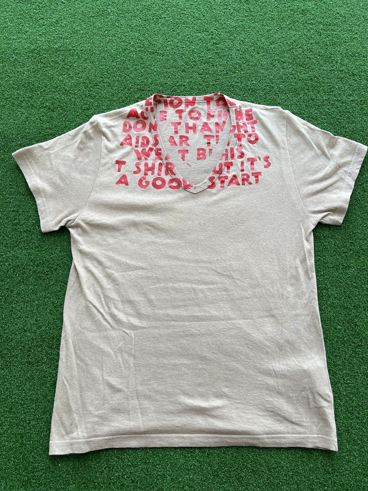 image of Vintage Maison Margiela Aids Charity V Neck Very in Brown, Men's (Size Small)