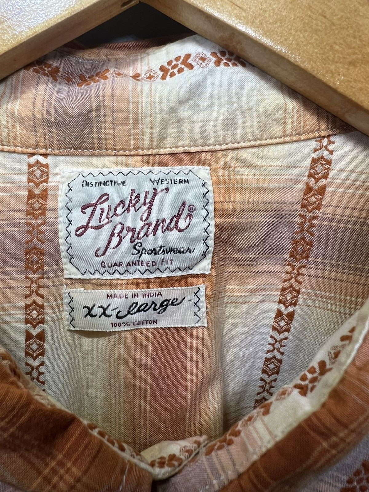 Lucky Brand Lucky Brand Shirt Size XXL Brown Diamond Plaid Pearl Snap Size US XXL / EU 58 / 5 - 3 Thumbnail