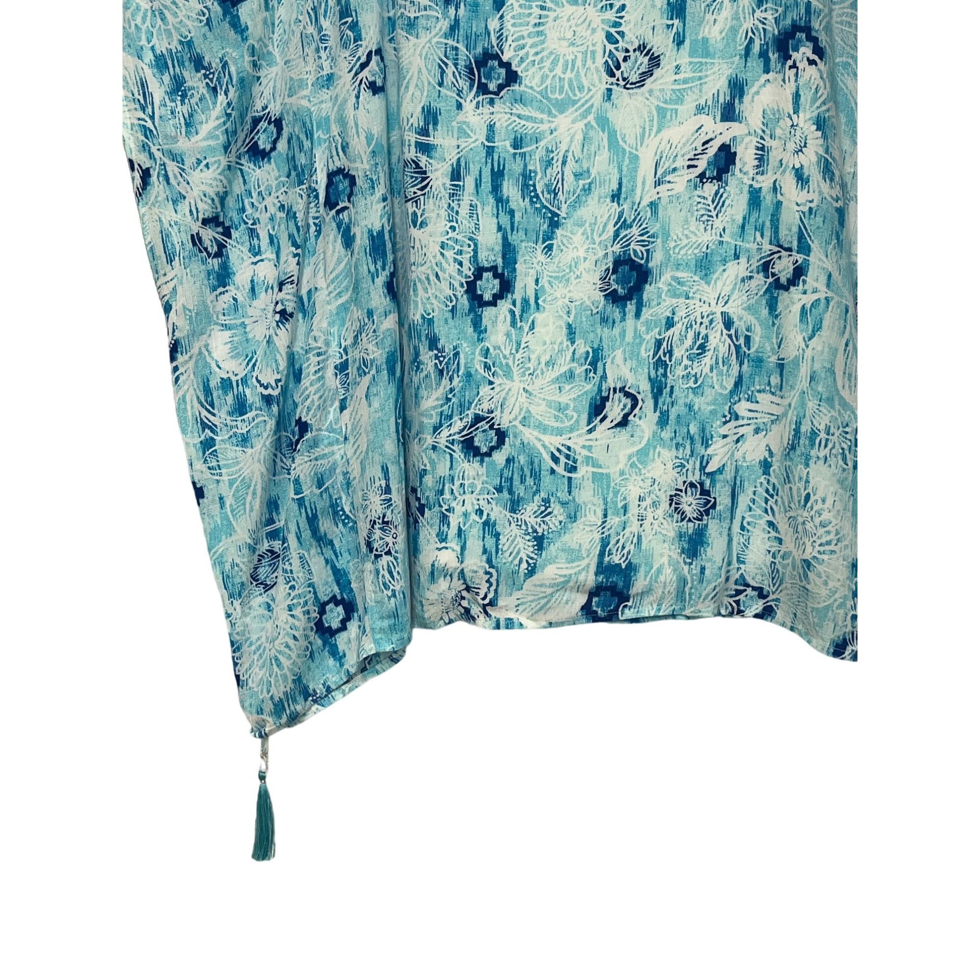 JM Collection JM Collection Plus Size Printed Gauze Poncho Top, Seafoam Bl Size ONE SIZE - 4 Thumbnail