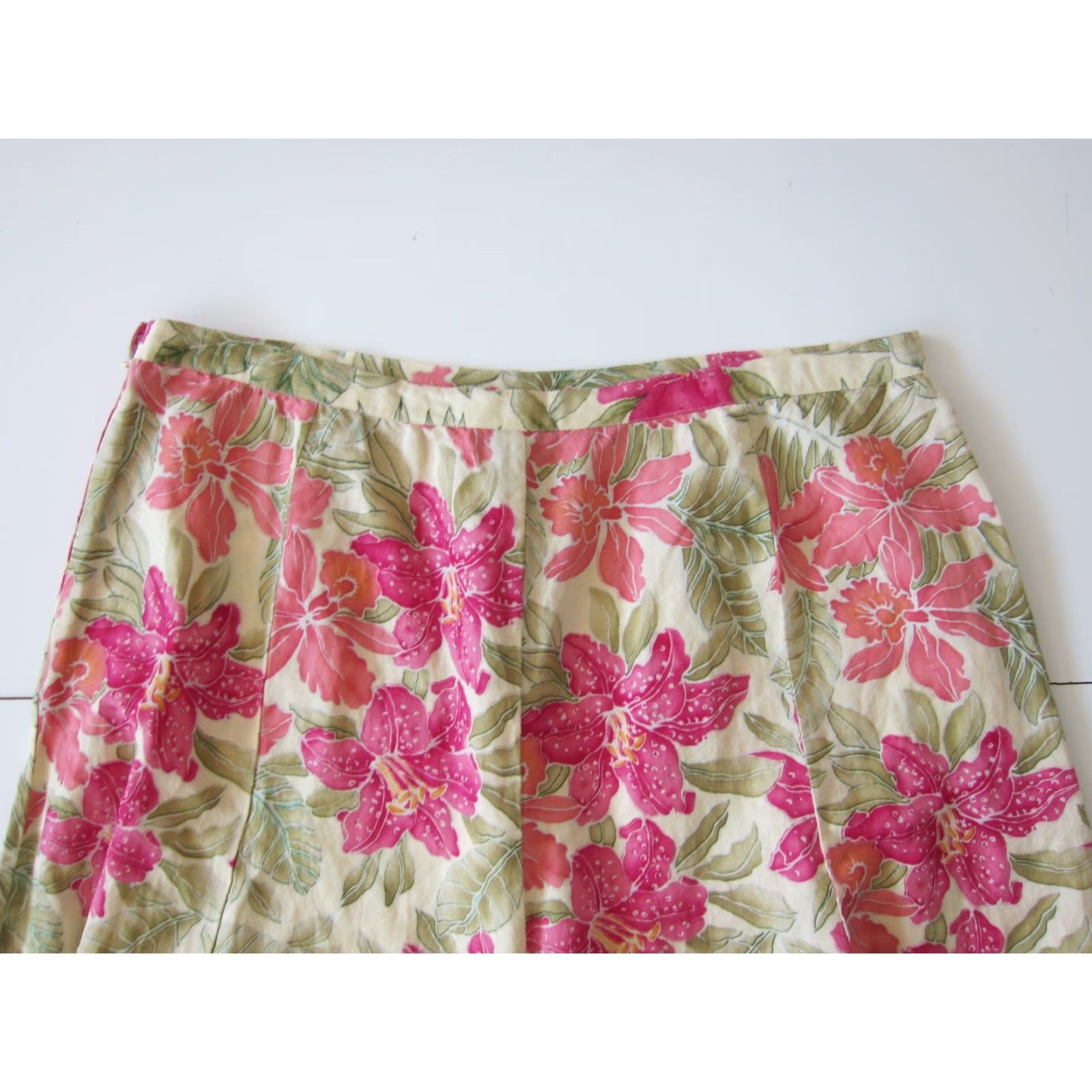 Avenue Avenue Skirt Women Size 18 Pink Linen Floral Midi A-Line NWT Size 40" / US 18 - 5 Thumbnail