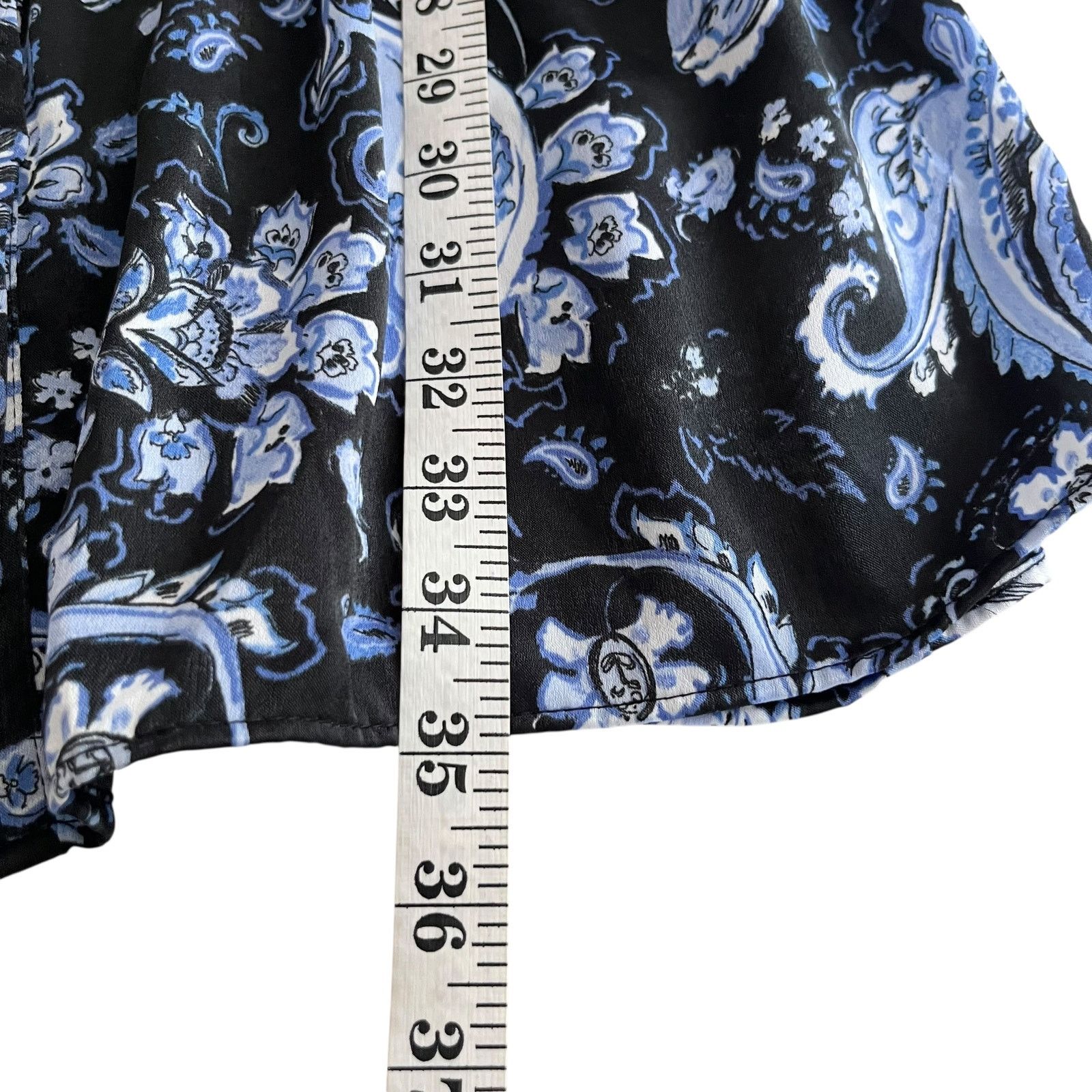 Zara ZARA Blue Black Printed Flounced Shirt Dress M Mini Belted Size M / US 6-8 / IT 42-44 - 10 Thumbnail
