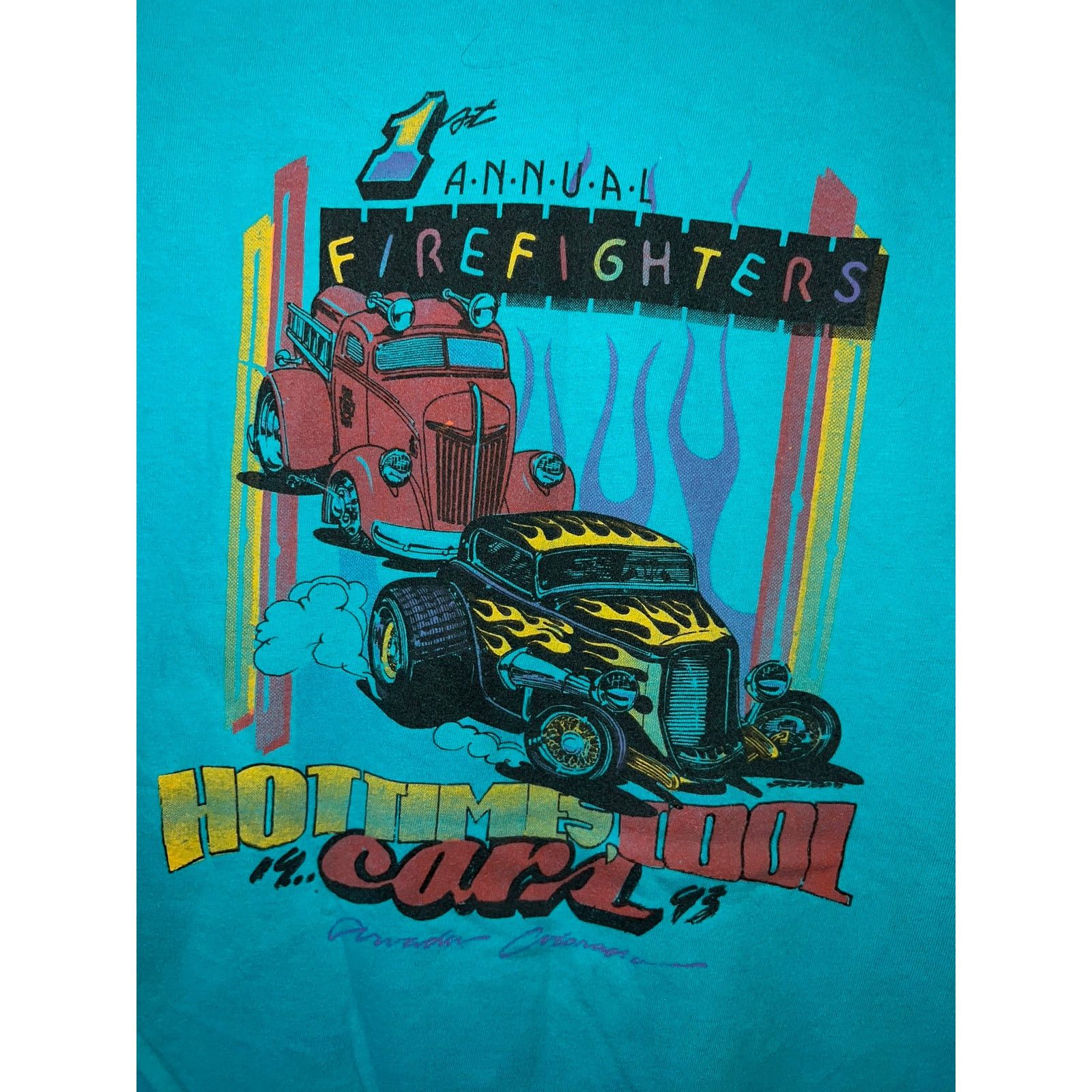 Hanes Vintage 1st Annual Firefighters Cool Cars Car Shirt VTG XL Size US XL / EU 56 / 4 - 8 Thumbnail