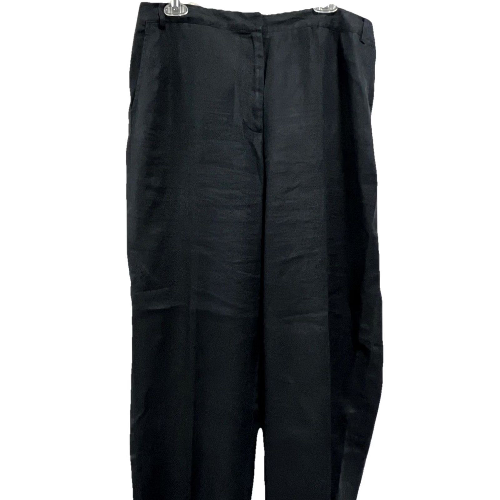 Vintage VINTAGE Casual Corner Linen Pants Women’s 14 Navy Wide Leg Cropped High Rise 80s Ball? (Note: cannot determine due to constraint) Size 36" / US 14 / IT 50 - 4 Thumbnail