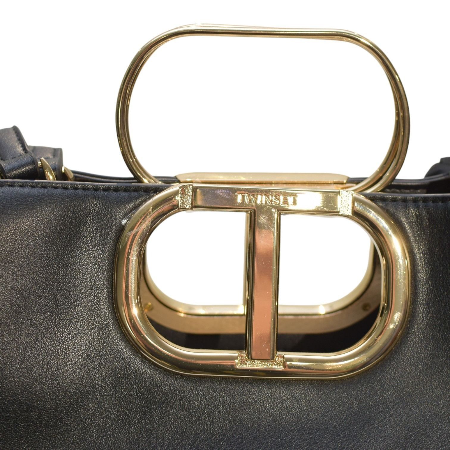 TWINSET Twinset Milano shopper 'Lila' Oval T handle Black Leather To Size ONE SIZE - 13 Thumbnail