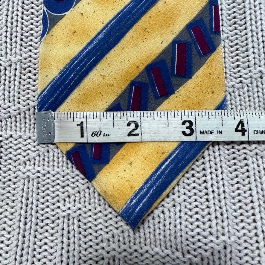 Oleg Cassini Oleg Cassini yellow and blue striped Italian silk tie Size ONE SIZE - 5 Thumbnail