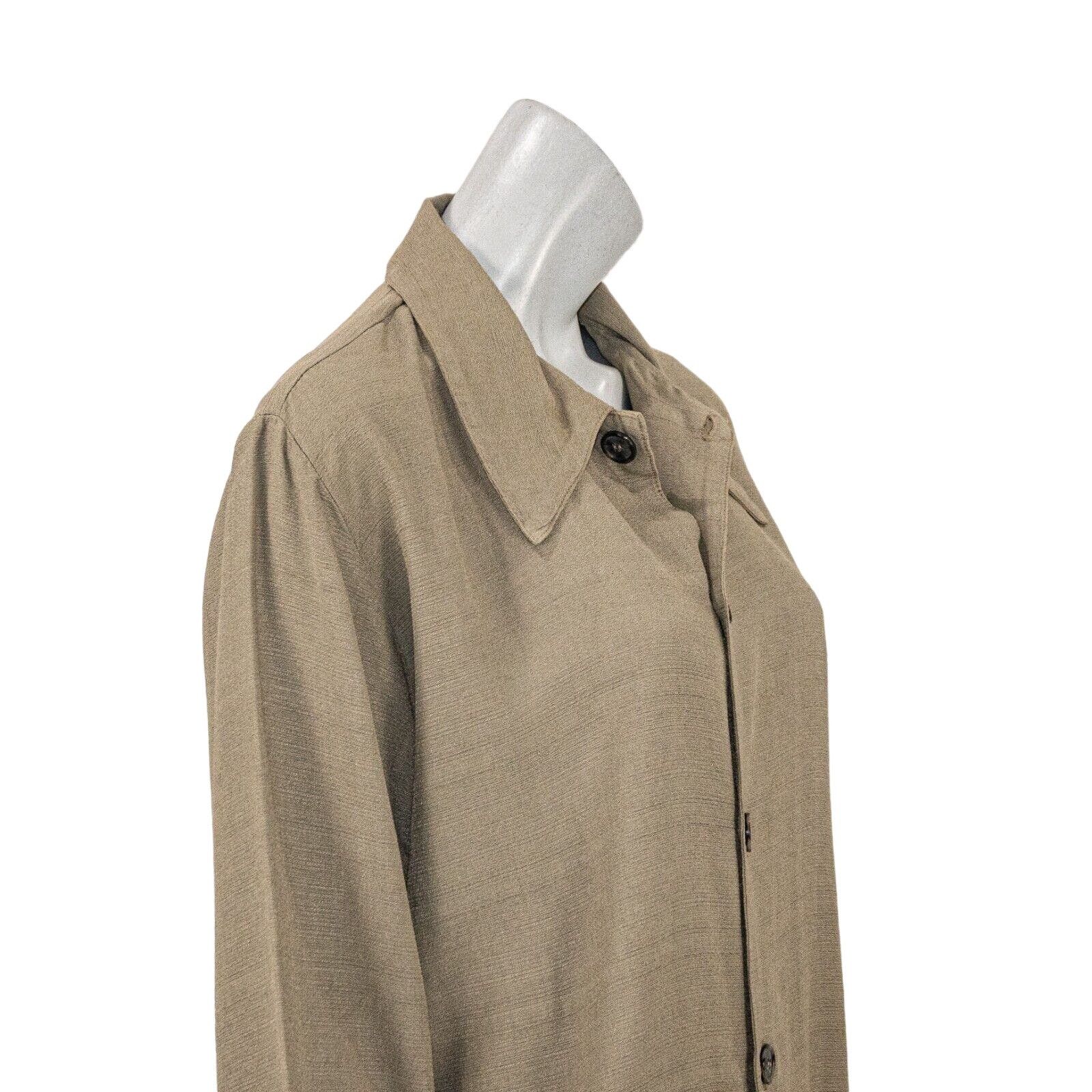 CP Shades CP SHADES Women's Collared Button up Blouse in Tan Rayon Size M / US 6-8 / IT 42-44 - 10 Thumbnail