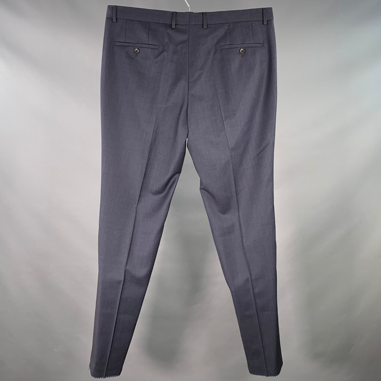 Hugo Boss HUGO BOSS Navy Virgin Wool Blend Flat Front Dress Pants Size 46R - 2 Thumbnail
