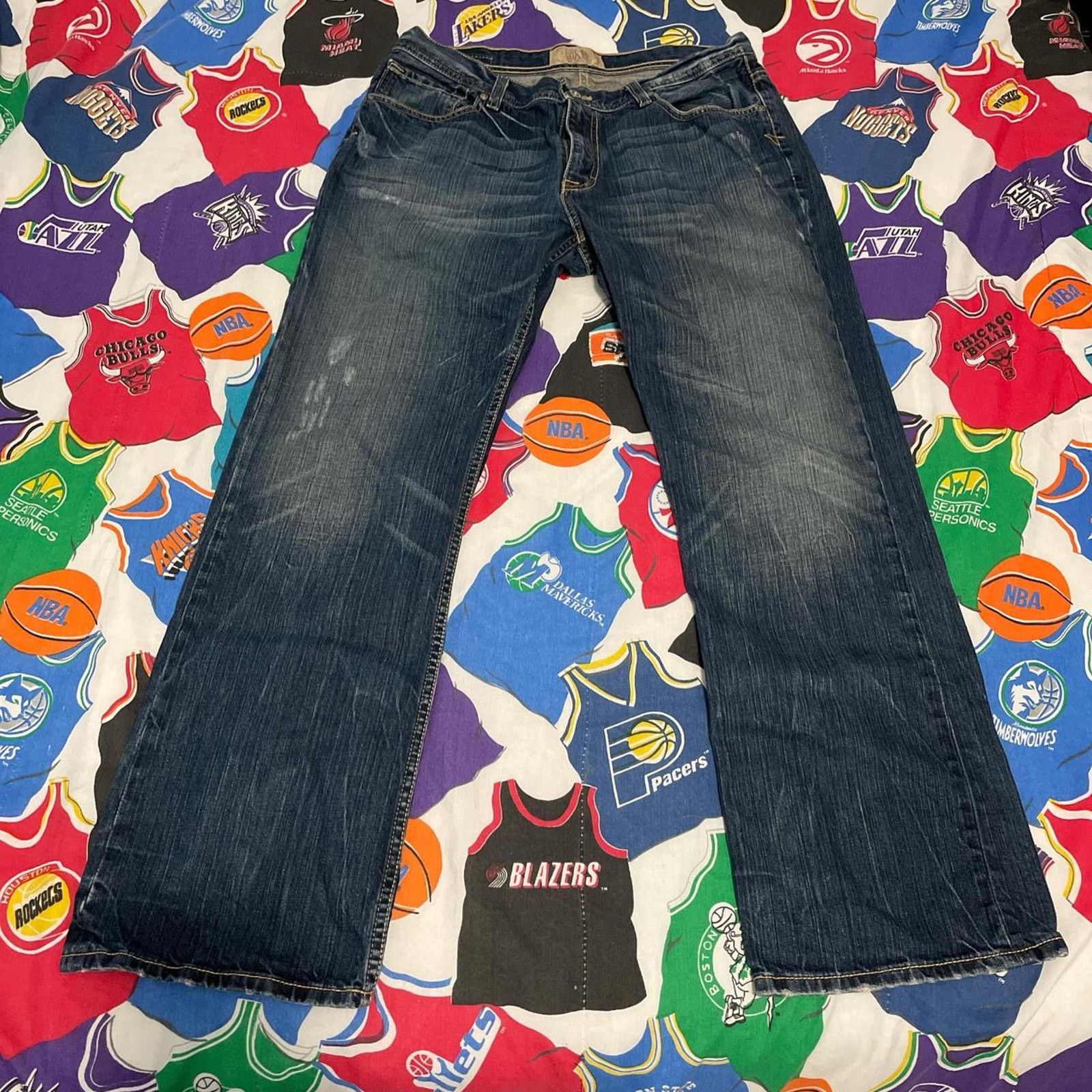 Affliction × BKE × Rock Revival Y2K BKE Derek Denim Relaxed Baggy Straight Jeans Pants Size US 34 / EU 50 - 2 Thumbnail