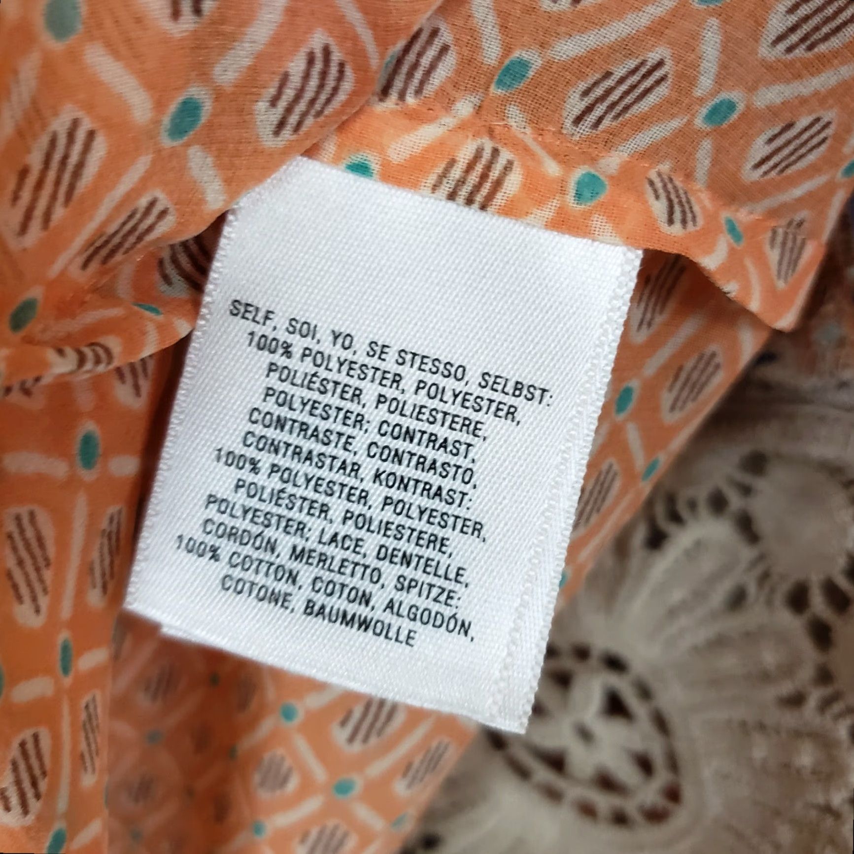 Vintage Meadow Rue Womens Top Blouse 3/4 Sleeve M Medium Orange Blue Floral Sheer Crochet Size M / US 6-8 / IT 42-44 - 6 Thumbnail