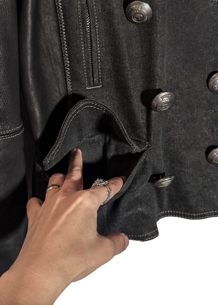 Dior Christian Dior Black Leather Braided Sleeves Denim Jacket Size M / US 6-8 / IT 42-44 - 7 Thumbnail