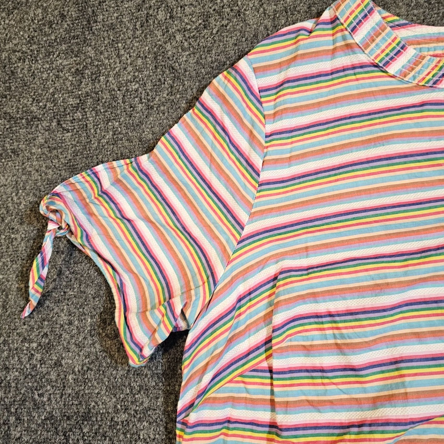 Talbots Talbots Top Women 3X Red Purple Stripe Short Sleeve Rainbow V Neck Casual Shirt Shirt Womens Plus 3X Red Rainbow Stripe V-Neck Short Sleeve Blouse Size XXL / US 16-18 / IT 52-54 - 4 Thumbnail