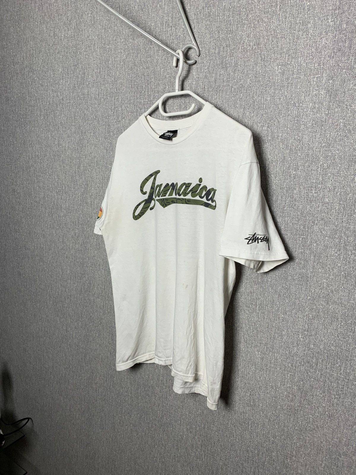 Vintage Stussy Jamaica 00s Totally Distressed Mens Shirt y2k