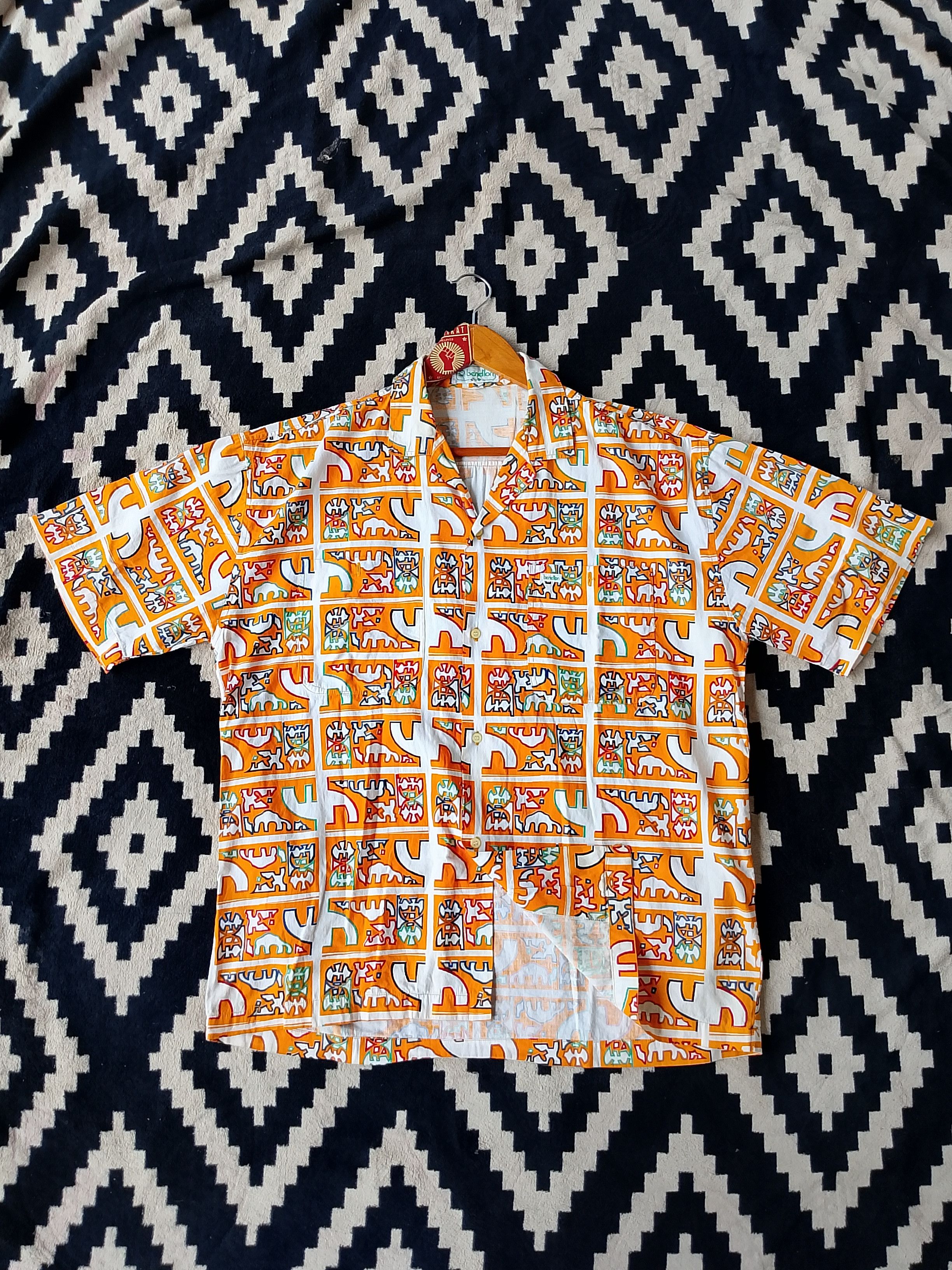 Benetton Vintage Benetton Abstract Pattern Long Sleeve Shirt Size US L / EU 52-54 / 3 - 3 Thumbnail