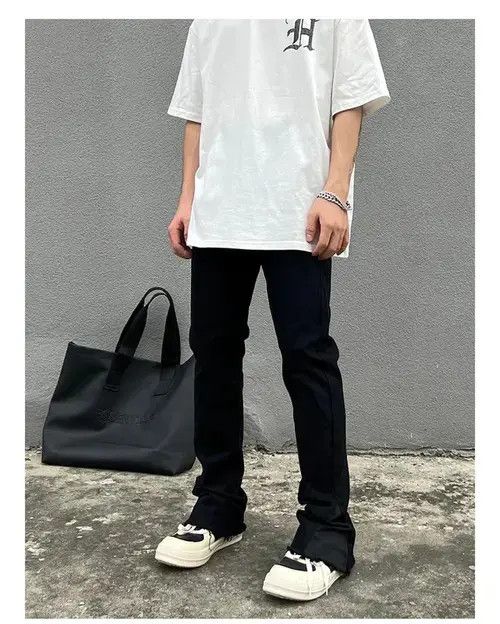 VIBE Y2K Black Flared Baggy Leg Jeans Size US 31 - 1 Thumbnail