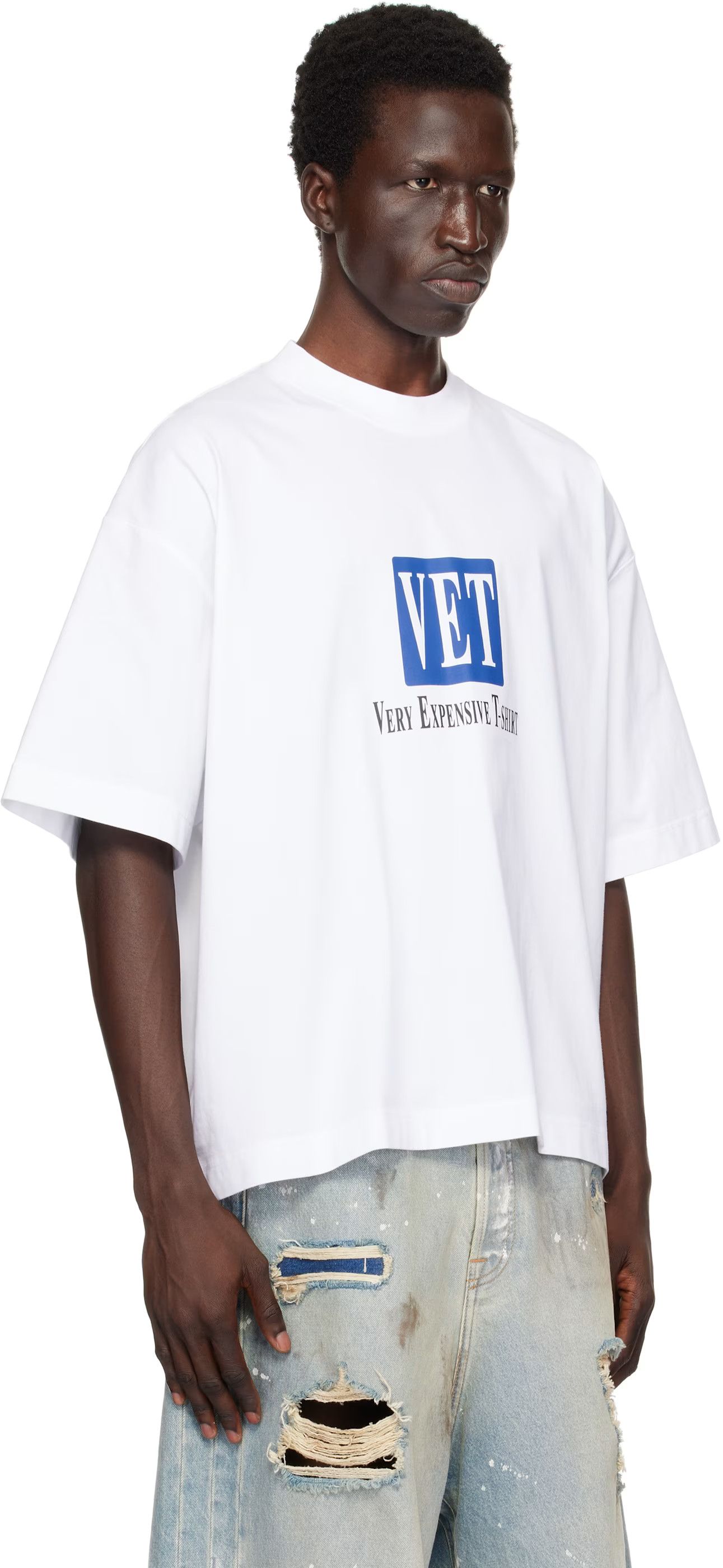 Vetements o1h1sh10525 Vet Cropped Boxy T-Shirt in White Size US L / EU 52-54 / 3 - 4 Thumbnail