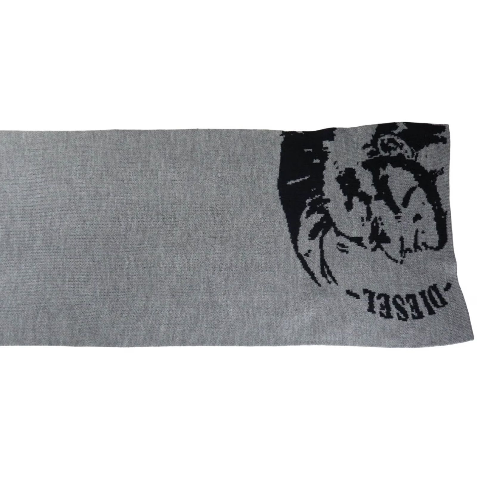 Diesel DIESEL Scarf Men ONE SIZE Grey Logo Rib Knitted Rectangle Muffler Size ONE SIZE - 5 Thumbnail