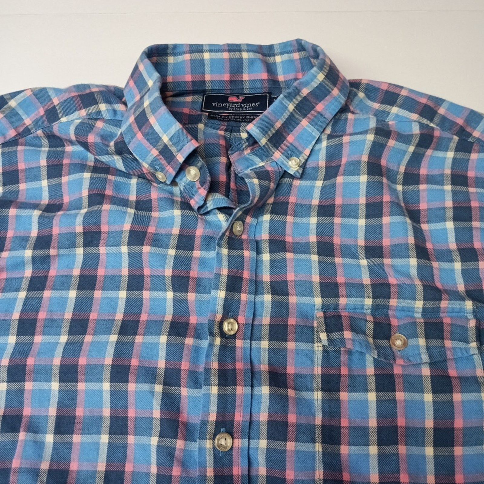 Vineyard Vines Vineyard Vines Crosby Shirt Men Size XL Linen Blend Slim Fit Size US XL / EU 56 / 4 - 3 Thumbnail
