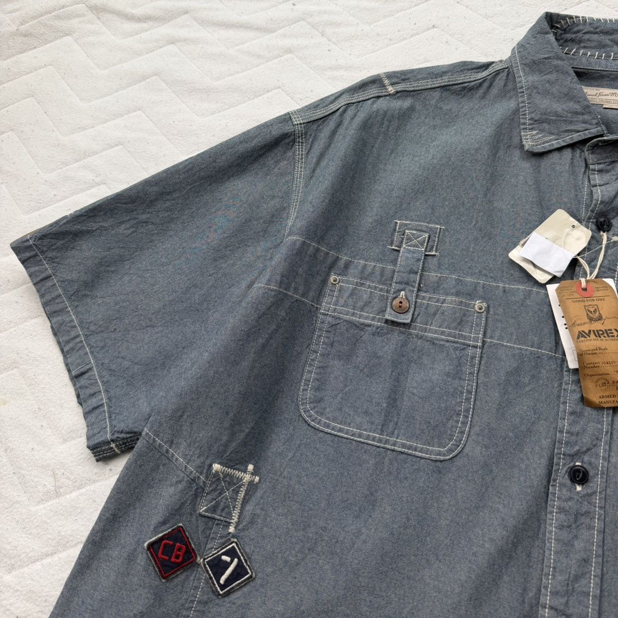 Avirex Avirex U.S Navy Patch Shirt Military Workwear Denim Style Size US XXL / EU 58 / 5 - 5 Thumbnail