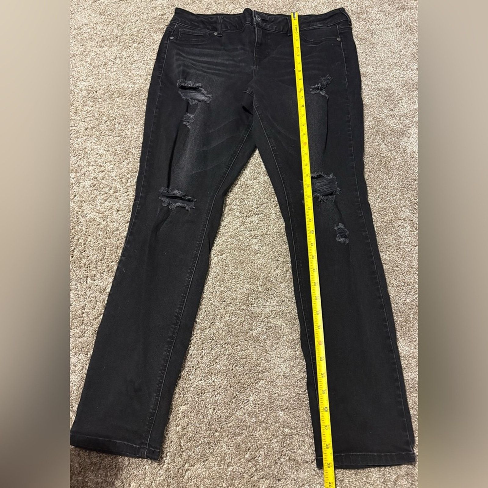Other (Maurices) Black Distressed Skinny Jeans: Size XL-R Size 34" / US 12 / IT 48 - 4 Thumbnail
