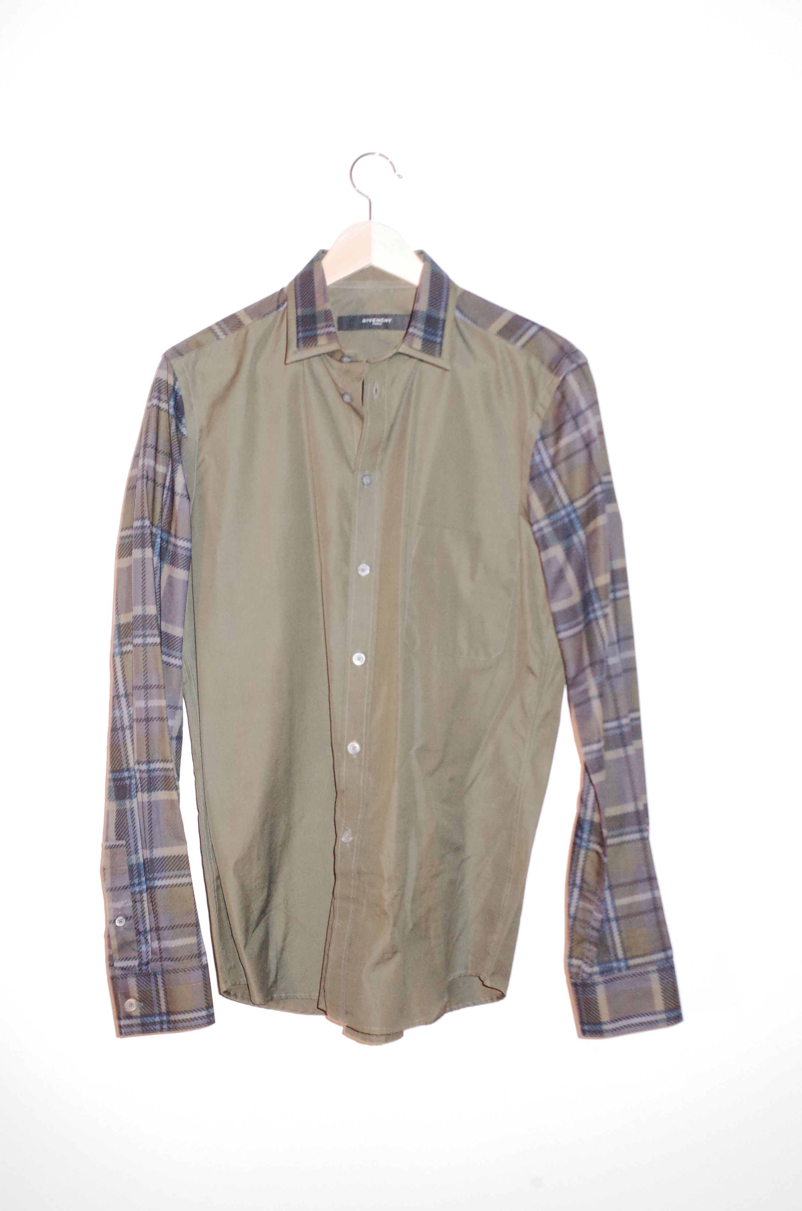 Givenchy Givenchy Riccardo Tisci Olive Plaid insert dress shirt Size US S / EU 44-46 / 1 - 1 Thumbnail