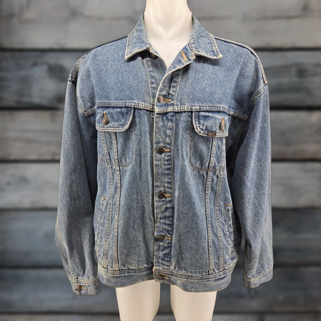 Lee VINTAGE Lee Trucker Jacket Men 2XL Western 90s Denim Blue Jacket/Coat Bomber Jacket 80s 90s Size US XXL / EU 58 / 5 - 1 Thumbnail