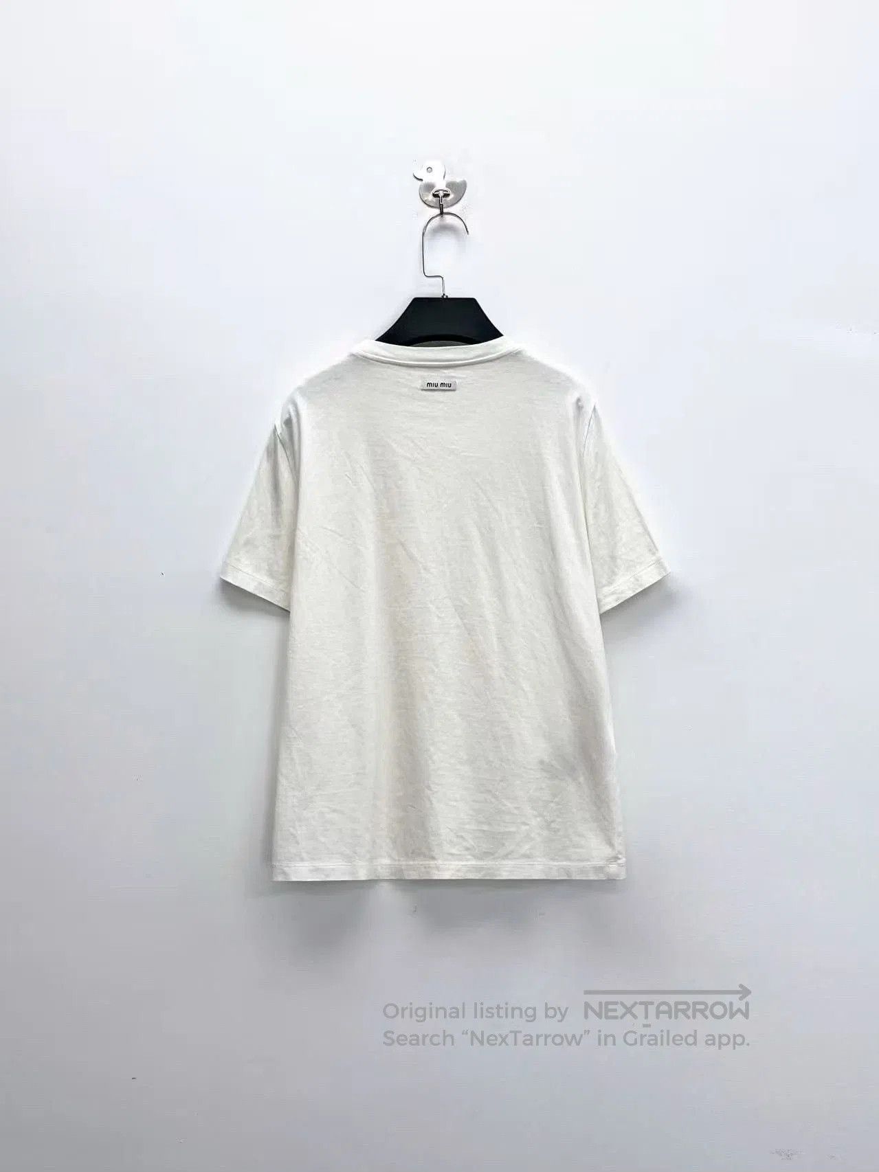Miu Miu Miu Miu White Short Sleeve Logo T. Size S / US 4 / IT 40 - 2 Thumbnail