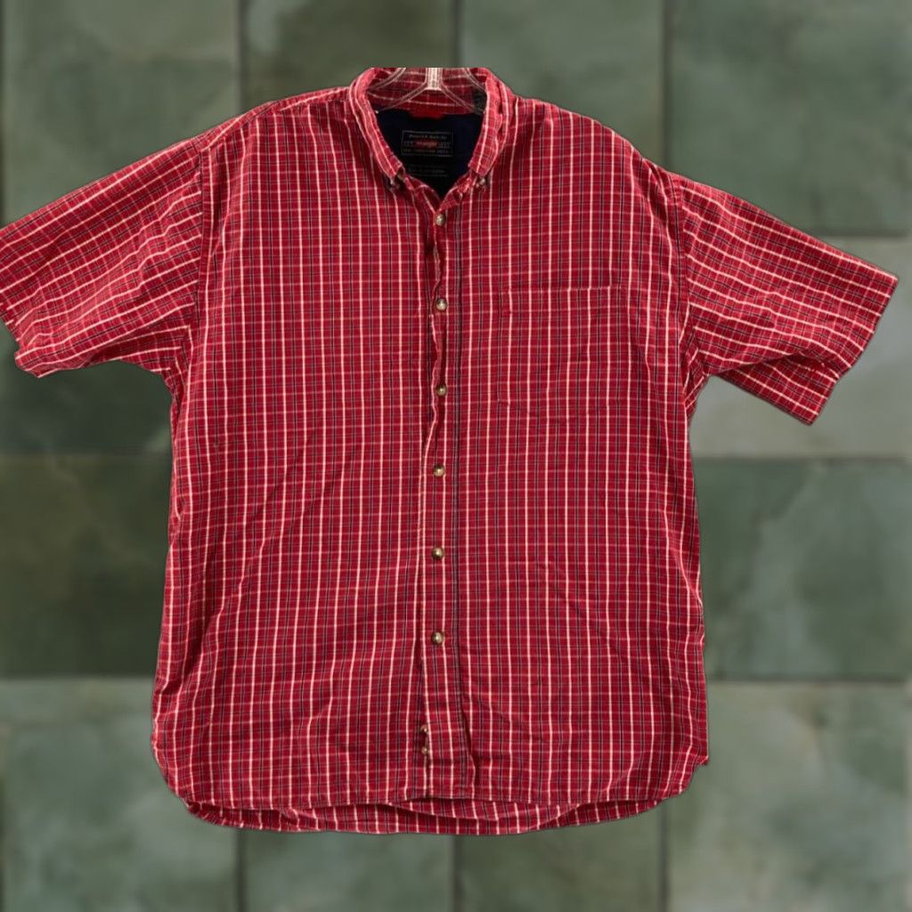 Wrangler Wrangler Shirt Mens Medium Red Plaid Cotton Short Sleeve Button-Up Pocket Classic Outdoor 60s 70s Mens Size US M / EU 48-50 / 2 - 1 Thumbnail