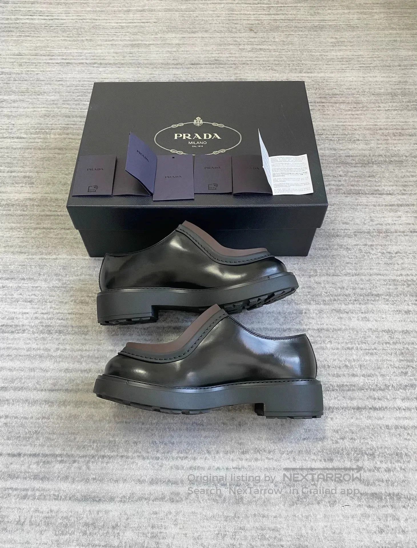 Prada prada raf simons black derby leather shoes. Size US 6 / EU 39 - 4 Thumbnail