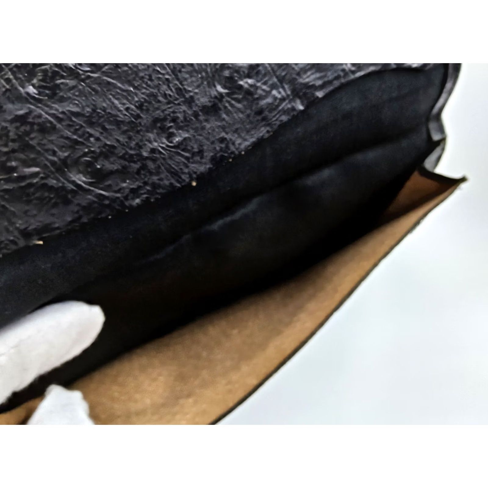 Vintage Ostrich Leather Bifold Wallet Full Size Men Black Leather Bifold Wallet 7.5x3.5 Mens Size ONE SIZE - 5 Thumbnail