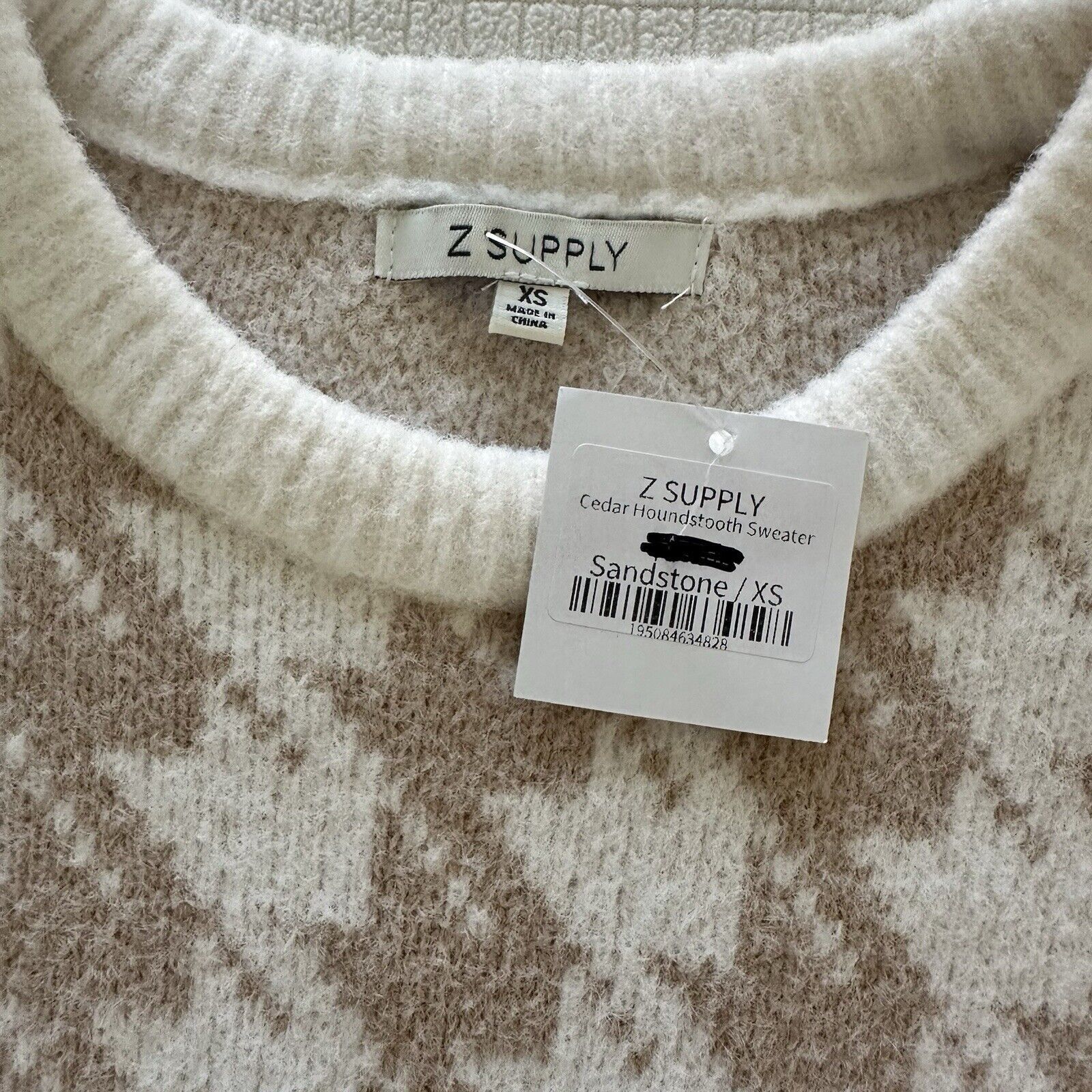 Z Supply Z Supply Houndstooth Women Crew Sweater Sandstone XS NWT Size XS / US 0-2 / IT 36-38 - 9 Thumbnail