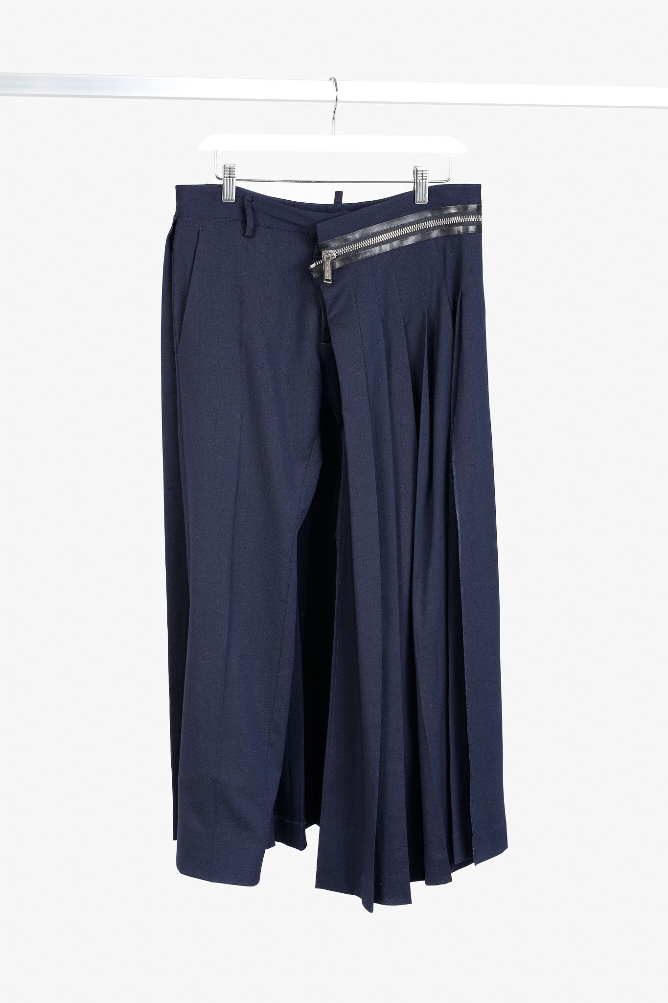 Dsquared2 DSquared2 AW/16 Navy Wool-Blend Pleated-Skirt Pants Size 32" / US 10 / IT 46 - 1 Thumbnail