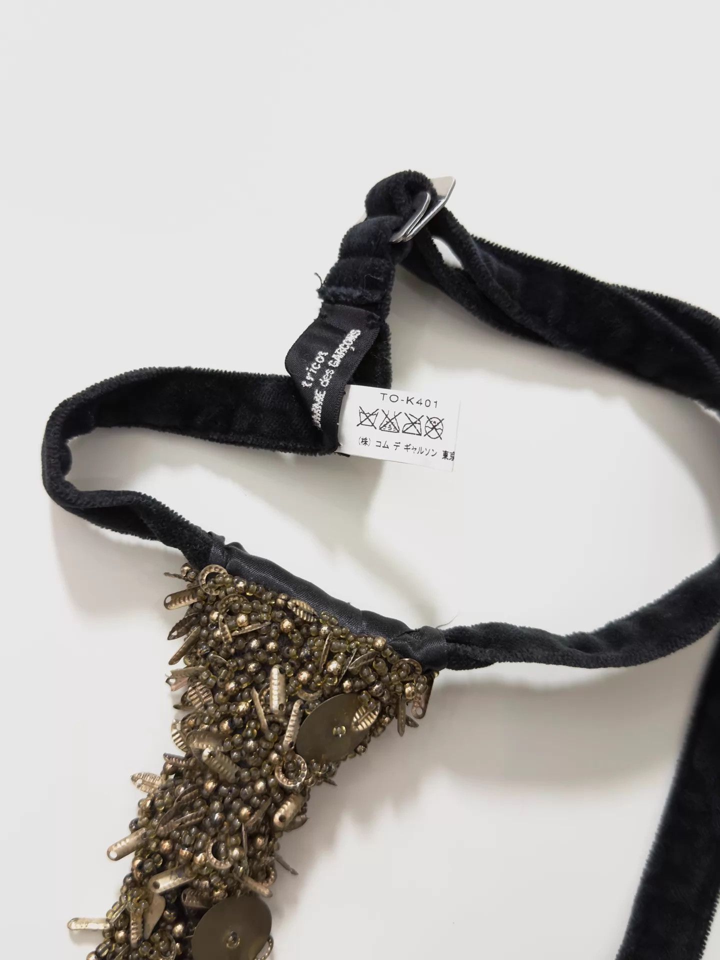 Comme des Garcons Comme des Garçons Black Velvet Metallic Studded Tie Size ONE SIZE - 9 Thumbnail