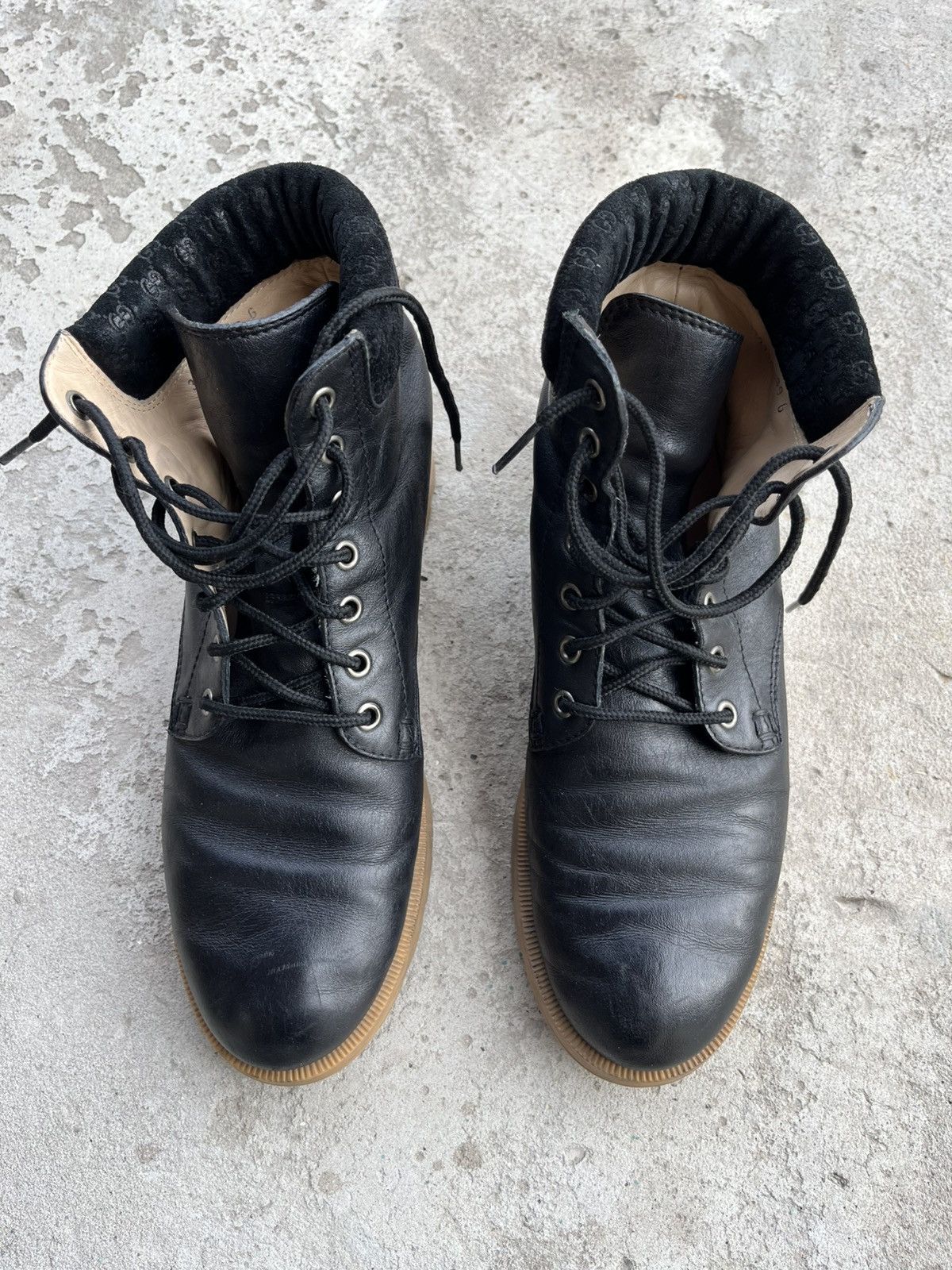 Gucci Gucci Monogram Leather Lace Up High-Top Boots Shoes Size US 6 / EU 39 - 7 Thumbnail
