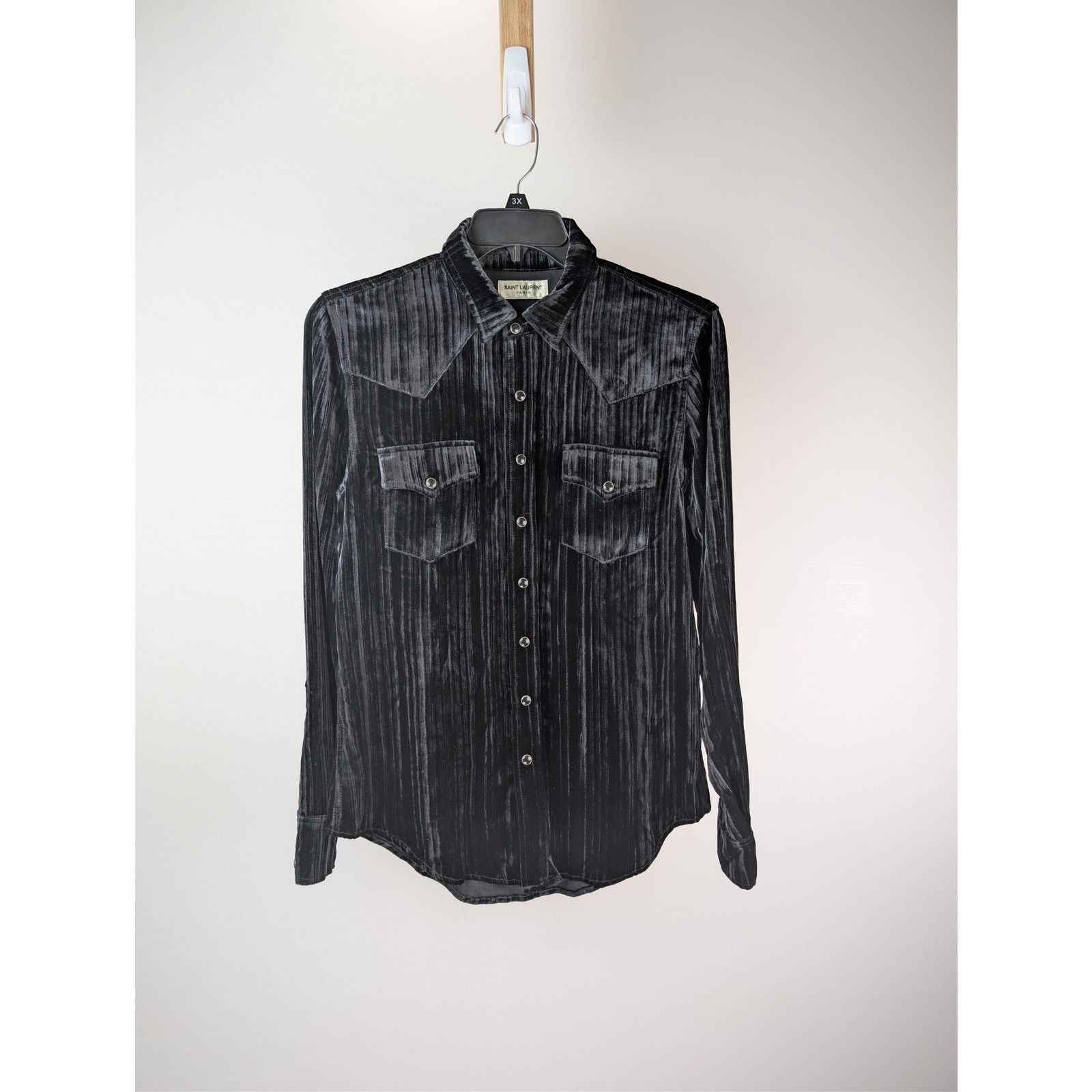 Saint Laurent Paris o1rshd1 CC20 Devore Ribbed Velvet Classic Western Shirt Size US M / EU 48-50 / 2 - 1 Thumbnail