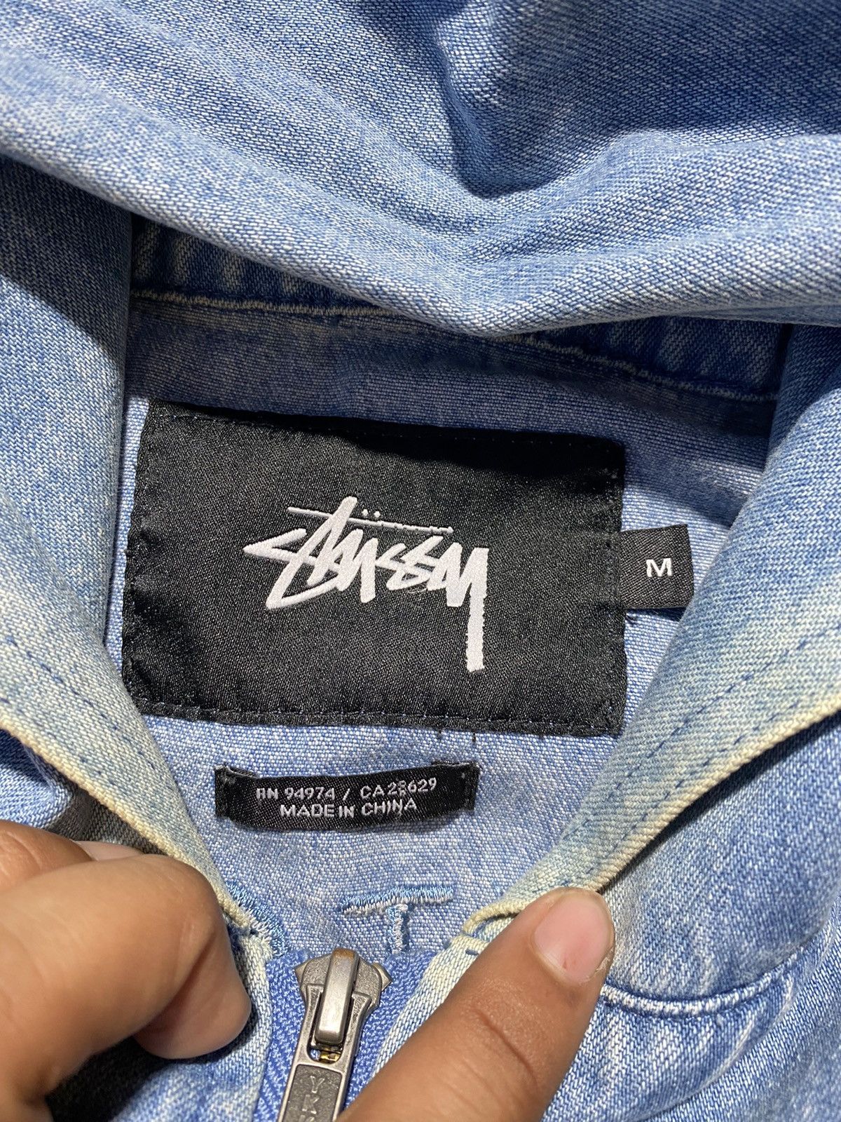 Stussy Rare denim jacket hoodie stussy embroid Size US L / EU 52-54 / 3 - 5 Thumbnail