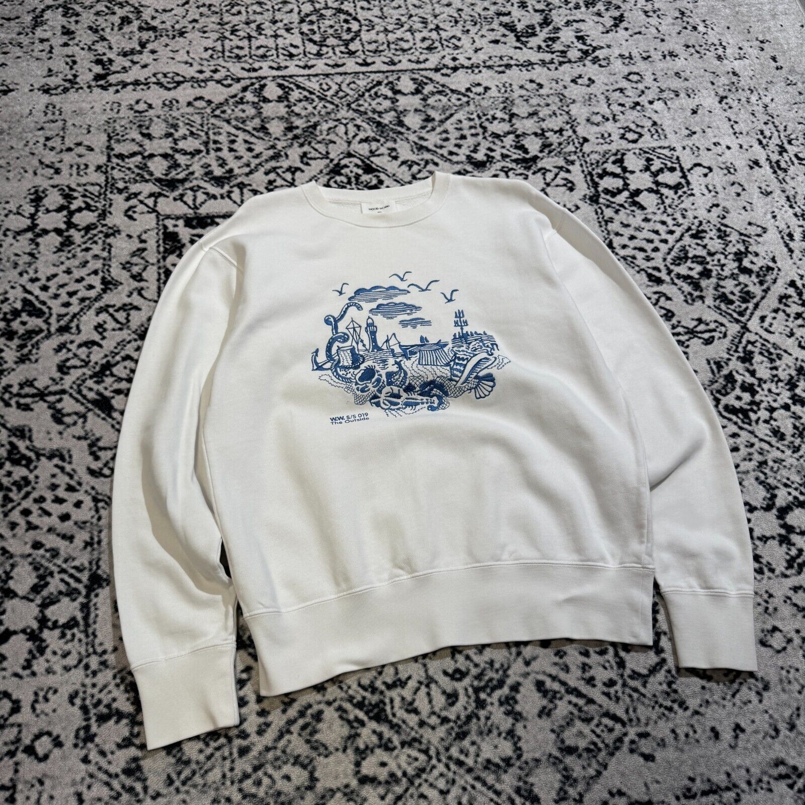 Vintage Vintage Wood White Cotton Crewneck Size S 90s Art Archive Size US S / EU 44-46 / 1 - 8 Thumbnail