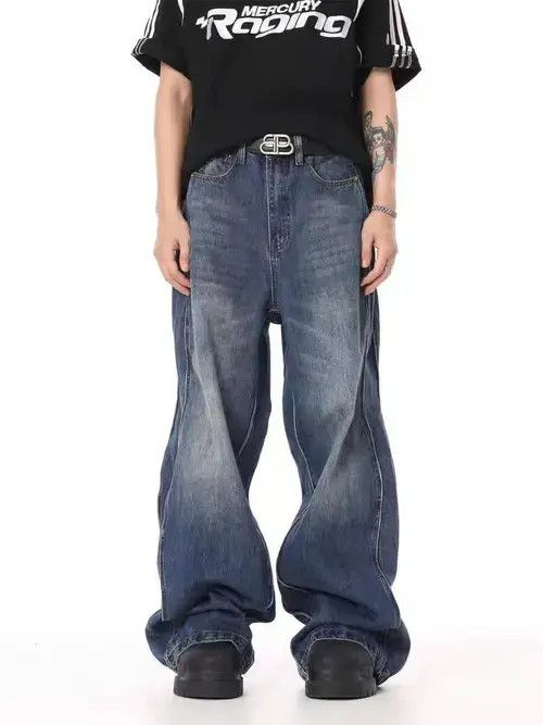 Japanese Brand VIBE Street washed distressed loose wide leg jeans Size US 32 / EU 48 - 5 Thumbnail