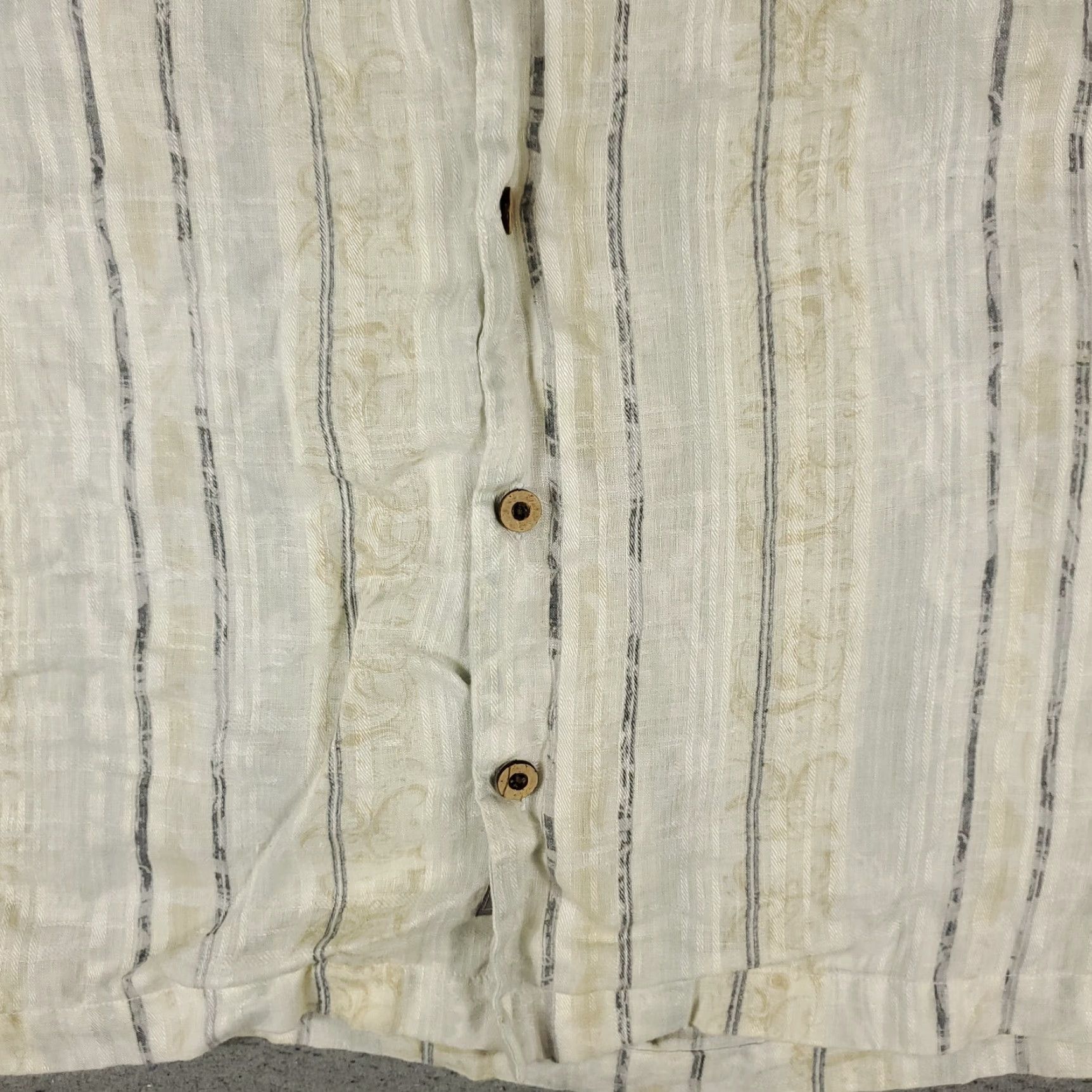Tommy Bahama Tommy Bahama Linen Shirt Beige Striped Button-Up Short Sleeve Mens Medium Aloha Size US M / EU 48-50 / 2 - 3 Thumbnail