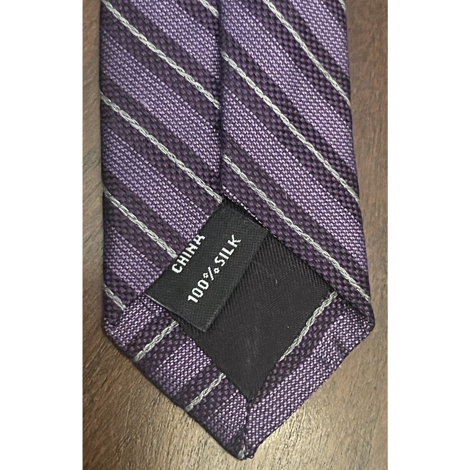 Murano Murano Purple 100% Silk Men’s Neck Tie Made In China Size ONE SIZE - 7 Thumbnail