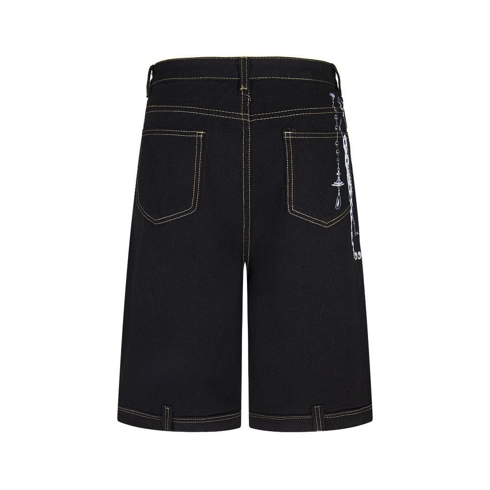 Japanese Brand × Jean Poker print stitched straight cargo denim shorts y2k Size US 32 / EU 48 - 2 Thumbnail