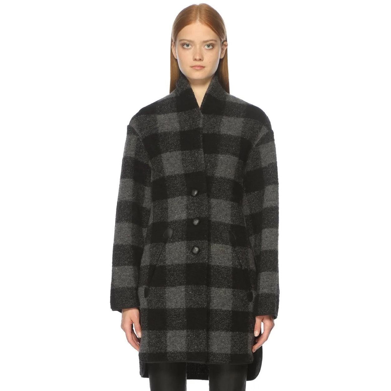 Isabel Marant ISABEL MARANT ÉTOILE Grey Gino Oversized Checked Wool Coat 6 Size M / US 6-8 / IT 42-44 - 2 Thumbnail